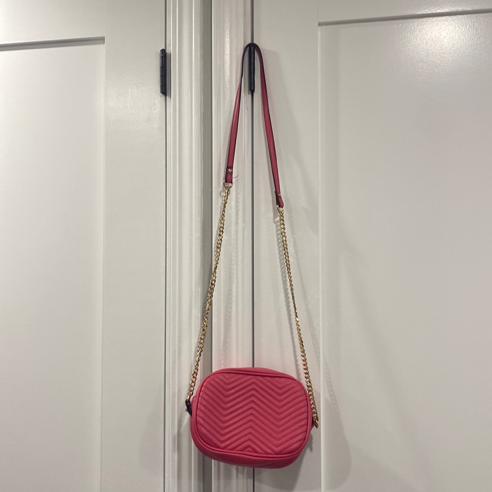 Pink purse w/gold chain